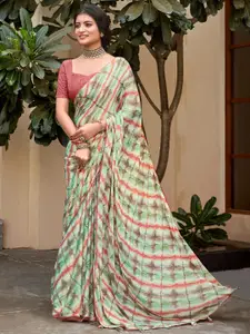 Saree mall Beads and Stones Poly Chiffon Bagru Sarees