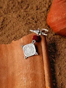 TEEJH Silver-Plated Dharan Coin Finger Ring