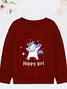 YK Disney Girls Printed Round Neck Sweatshirt
