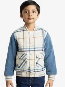 Ed-a-Mamma Boys Checked Outdoor Puffer Jacket with Embroidered