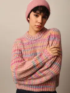 ONLY Women Colourblocked Pullover with Fuzzy Detail