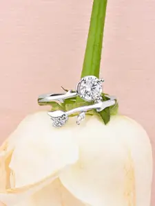 TOUCH925 92.5 Sterling Silver CZ Stone Studded Finger Ring