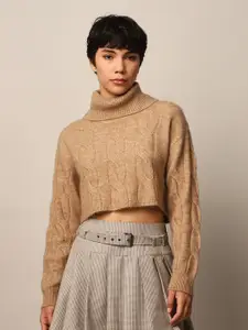 ONLY Women Cable Knit Crop Pullover with Fuzzy Detail