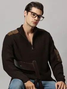 BLACK BUCK High Neck Half Zipper Sweater