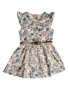 BAESD Floral Print Flutter Sleeve Shirt Dress