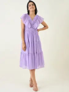 aayu Georgette Fit & Flare Midi Dress