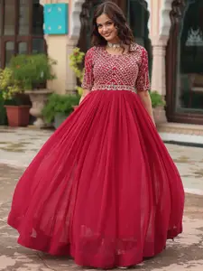 Fashion Basket Women Geometric Embroidered Maxi Gown