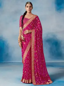 Saree mall Bandhani Poly Georgette Bandhani Sarees