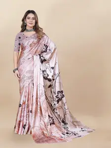Anouk Floral Printed Satin Saree
