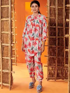 all about you Printed Three-Quarter Sleeves Top With Palazzo