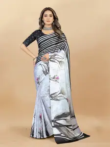 Anouk Women Striped Satin Saree With Blouse Piece