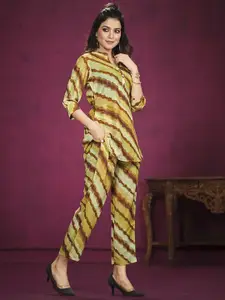 all about you Mandarin Collar Printed Top With Trouser