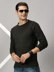 BLACK BUCK Textured Knit Roll Neck Sweater