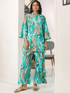 all about you Printed Three-Quarter Sleeves Top With Palazzo