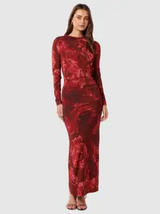 Forever New Floral Print A-Line Midi Dress