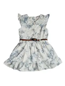 BAESD Floral Print Flutter Sleeve Shirt Dress