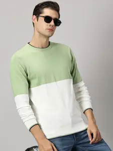 BLACK BUCK Colourblocked Crew Neck Sweater