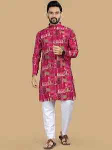 BAESD Men Ethnic Motifs Printed Thread Work Kurta
