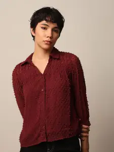 ONLY Women Semi Sheer Casual Shirt
