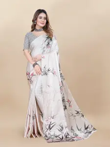 Anouk Satin Floral Printed Saree