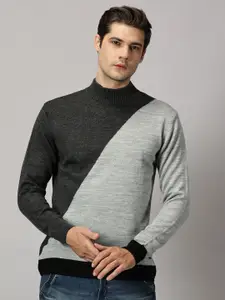 BLACK BUCK Colourblocked High Neck Sweater
