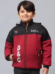 BAESD Boys Colourblocked Puffer Jacket with Patchwork