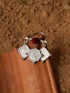 TEEJH Silver-Plated Dinar Coin Finger Ring