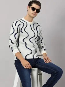 BLACK BUCK Waves Stripes Crew Neck Sweater