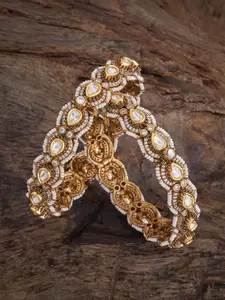 Kushal's Fashion Jewellery Embellished Bridal Set Of 2 Gold-Plated Stone- &   Bangles