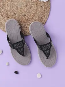 V-WALK Women Embellished T-Strap Flats