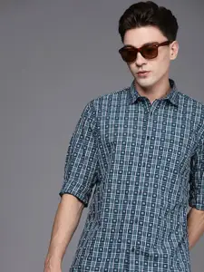 Louis Philippe Jeans Pure Cotton Slim Fit Checked Casual Shirt