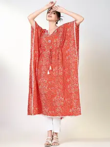 SHOWOFF Women Ethnic Motifs Printed Extended Sleeves Indie Prints Kaftan Kurta