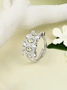 TOUCH925 92.5 Sterling Silver Cubic Zirconia Regal Stone Studded Finger Ring