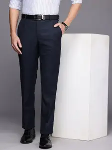 Louis Philippe Men Checked Slim Fit Formal Trousers