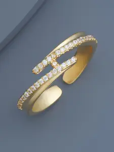 Kushal's Fashion Jewellery Gold-Plated CZ Studded Finger Ring