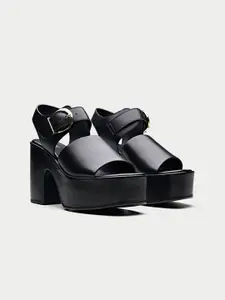 Oroh Leather Party Platform Sandals with Buckles