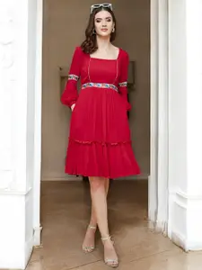 DressBerry Bell Sleeve Fit & Flare Midi Dress