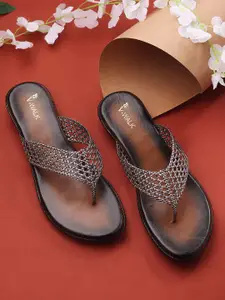 V-WALK Women Embellished T-Strap Flats
