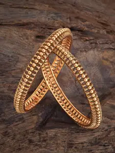 Kushal's Fashion Jewellery Set Of 2 Gold-Plated Bangles
