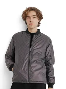 RARE RABBIT Men Geometric Bomber Jacket