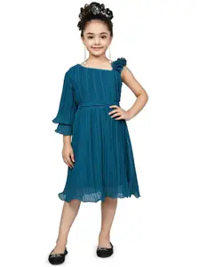 BAESD Flutter Sleeve Georgette Fit & Flare Dress