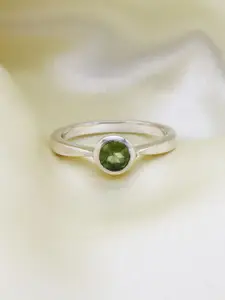 HIFLYER JEWELS Sterling Silver-Plated American Diamond Studded Finger Ring