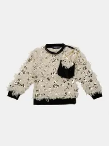 Albion By CnM Girls Boucle Woollen Pullover with Embellished Detail