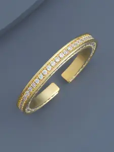 Kushal's Fashion Jewellery Gold-Plated CZ Stone-Studded Adjustable Finger Ring