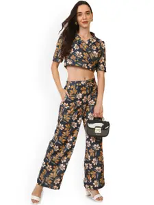 The Roadster Lifestyle Co Printed Top With Trousers Co-Ords