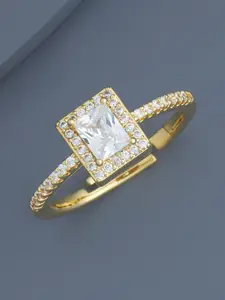 Kushal's Fashion Jewellery Gold-Plated Stone-Studded Adjustable Finger Ring