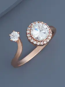 Kushal's Fashion Jewellery Rose Gold-Plated CZ Studded Finger Ring