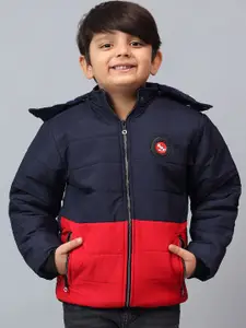 BAESD Boys Colourblocked Padded Jacket with Patchwork