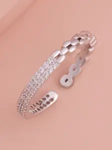 Kushal's Fashion Jewellery Rhodium-Plated CZ Studded Adjustable Finger Ring