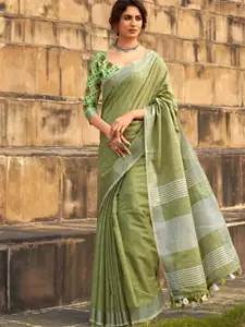 DEVATITHI Woven Design Zari Linen Blend Saree